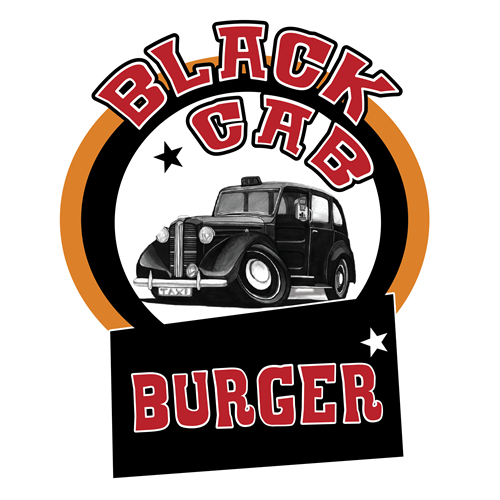 Black Cab Burger logó fekete taxival